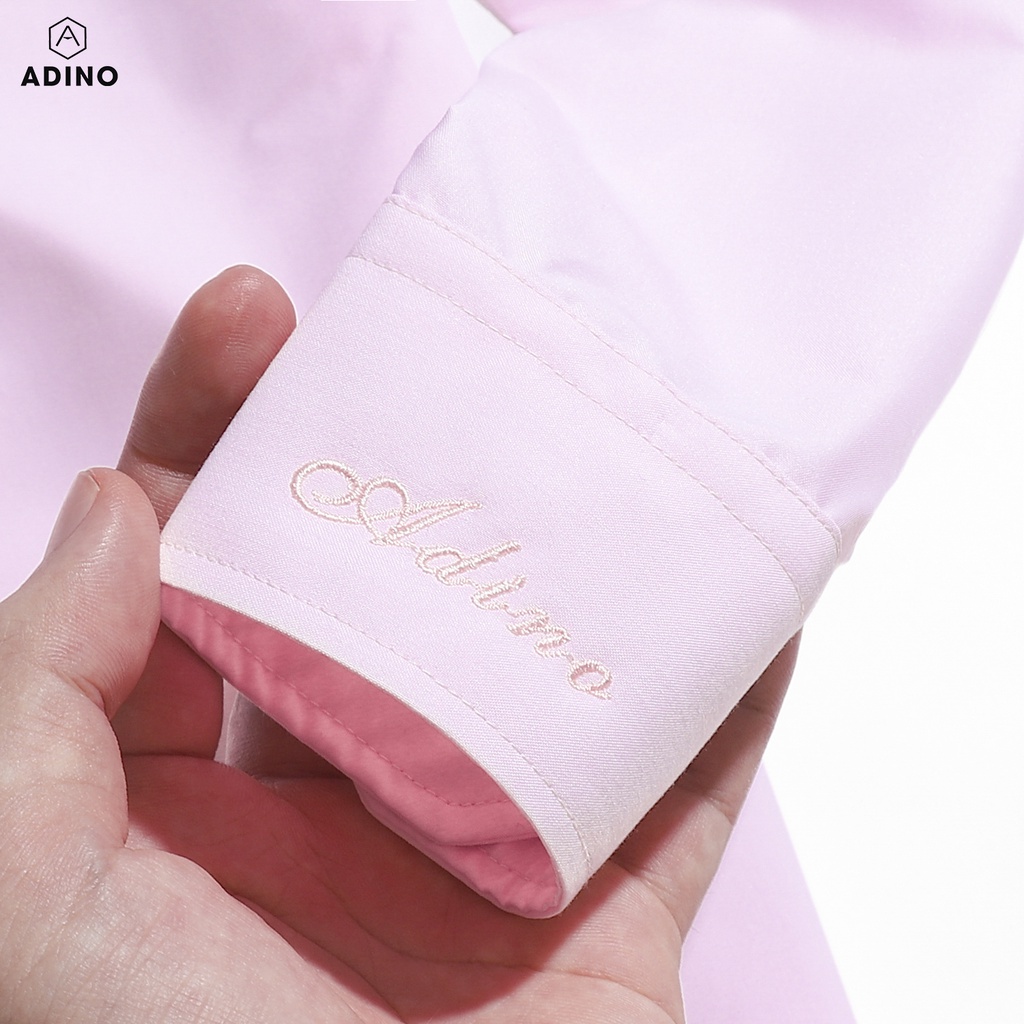 Áo sơ mi nam hồng ADINO vải nến lụa sợi sồi modal dáng công sở slimfit hơi ôm trẻ trung S306