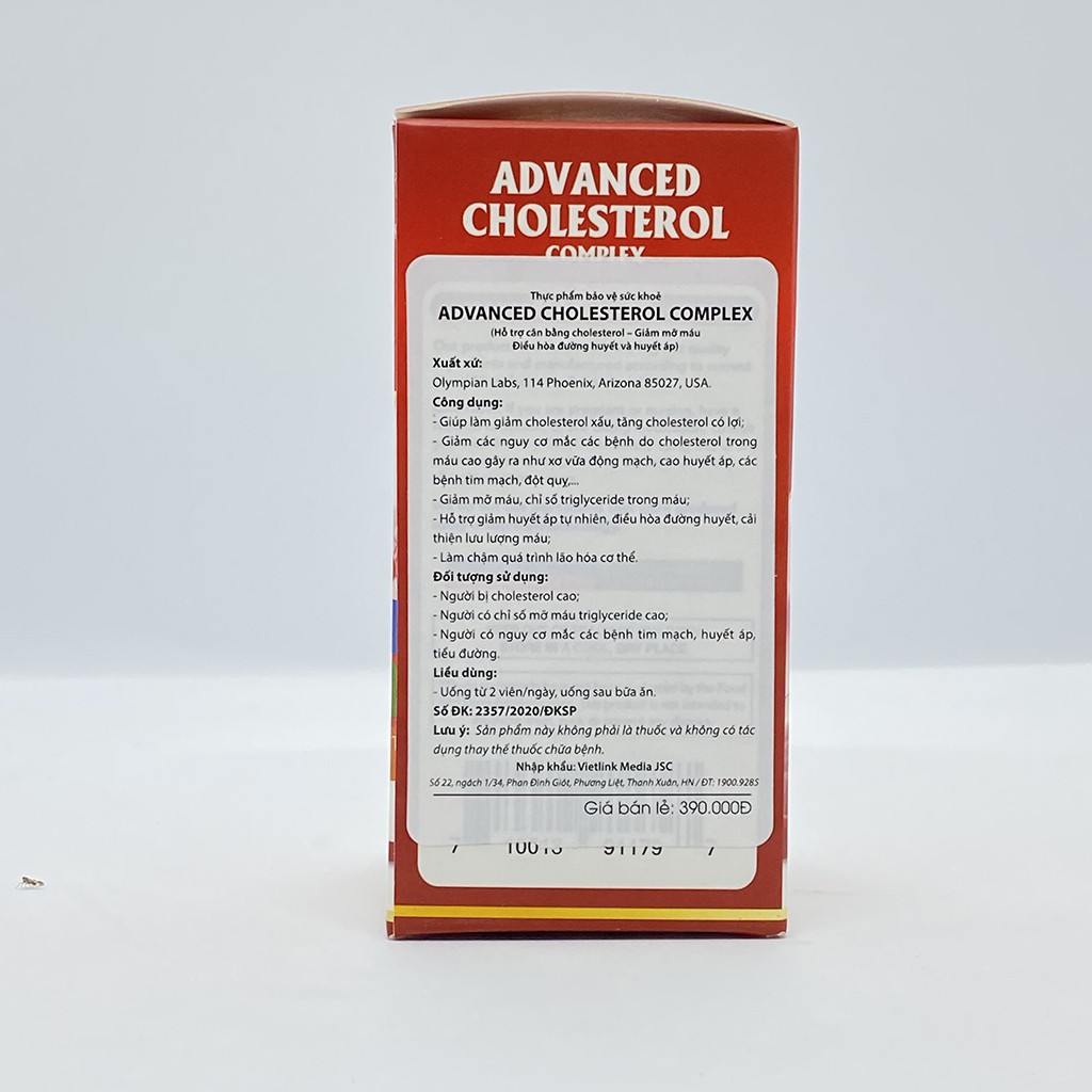 Viên Uống Advanced Cholesterol Complex - Ổn Định Cholesterol, Giảm Mỡ Máu - Hộp 30 Viên
