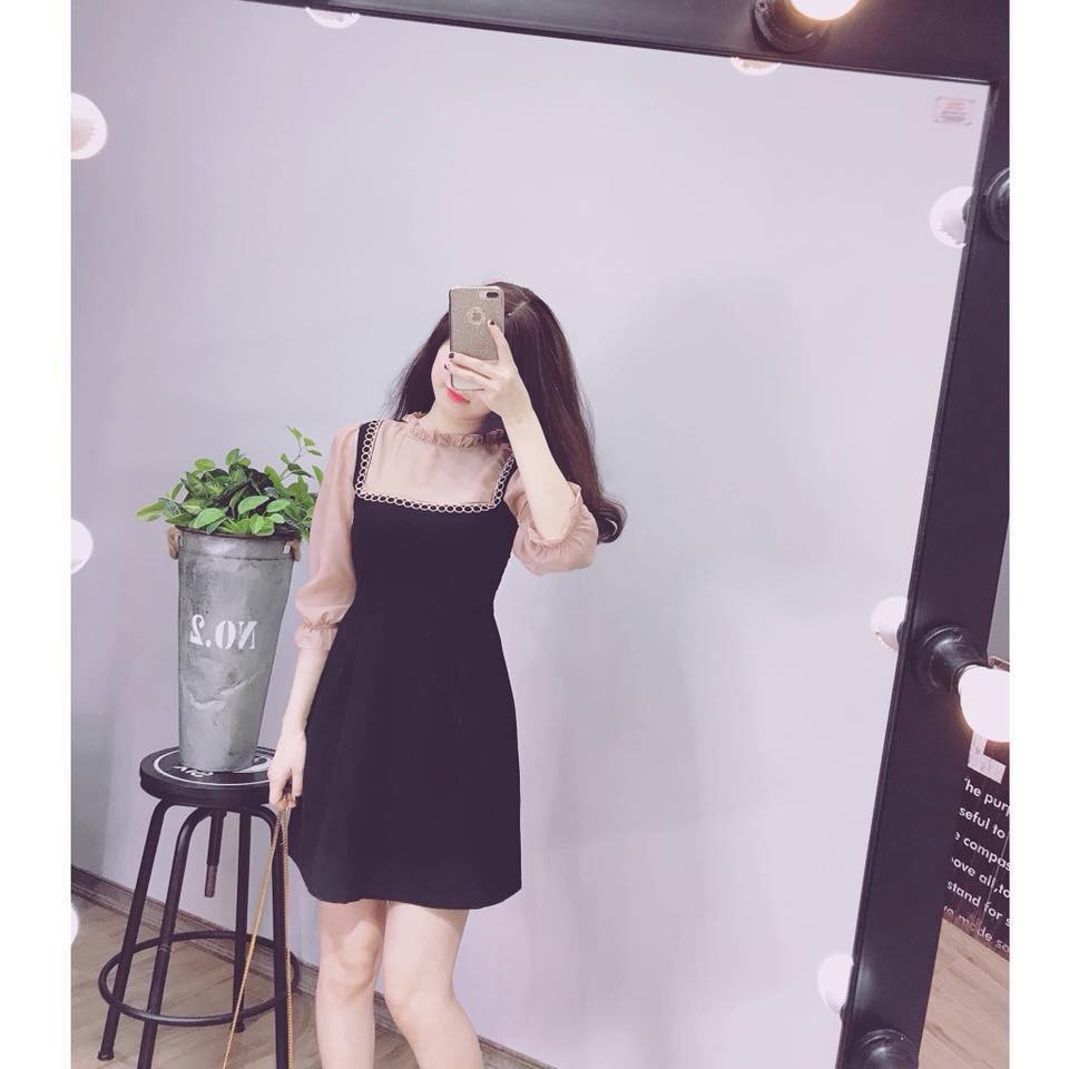 ĐẦM ĐEN NUDE CỔ TRÒN