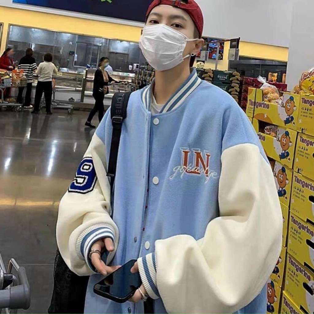 ÁO khoác Bomber vải nỉ có logo thêu số 9 xu hướng thời trang TP68
