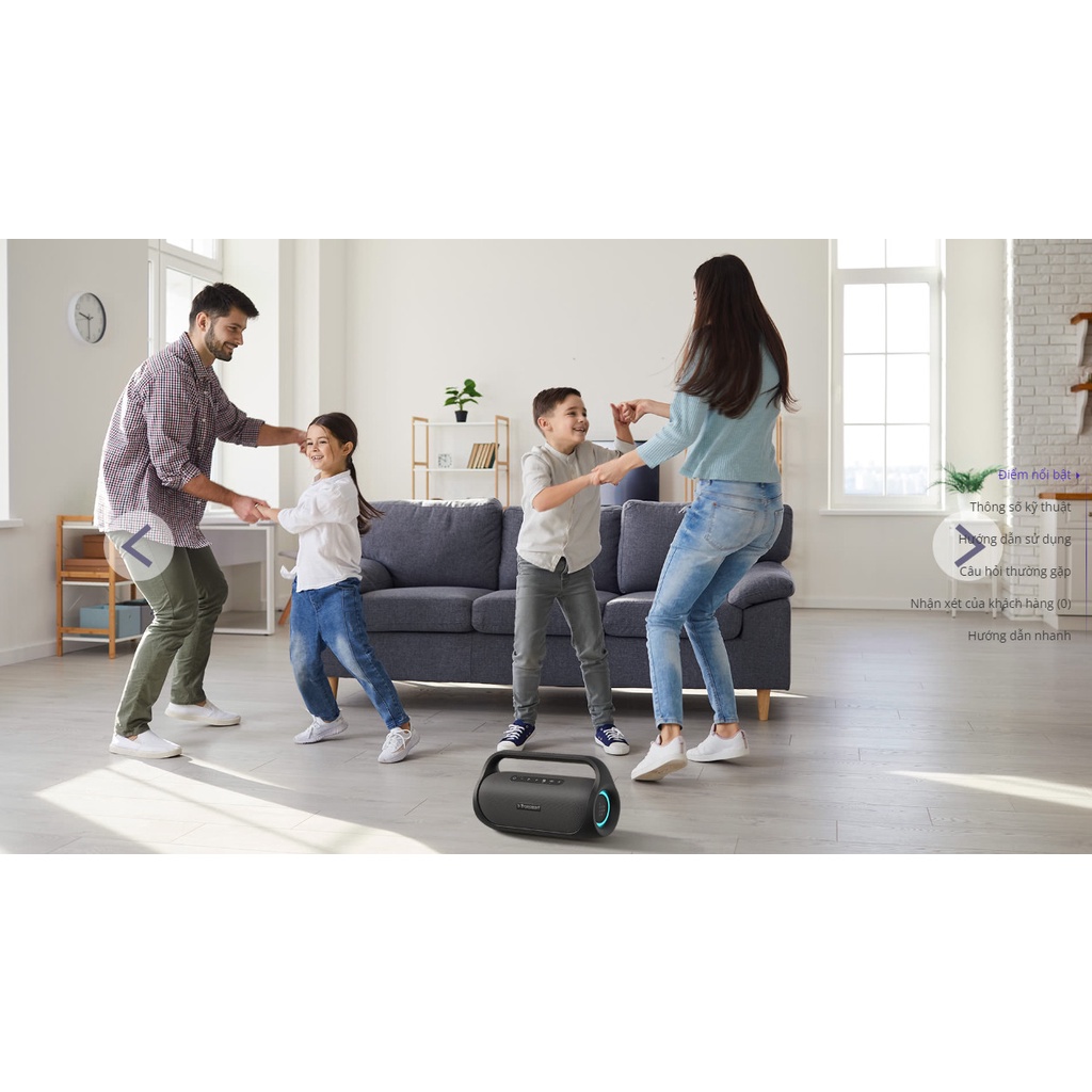 Loa di động Bluetooth 5.3 Tronsmart Bang Mini Công suất 50W, Chống thấm nước IPX6 Ghép nối 2 loa kiêm sạc dự phòng