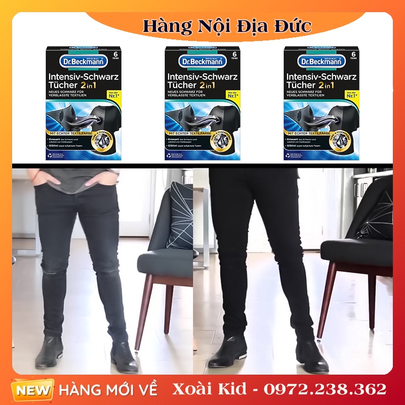 Giấy nhuộm đen quần áo, làm mới, giữ màu đen khi giặt Heitmann và Dr Beckmann Đức -Mẫu mới nhất Đủ Bill