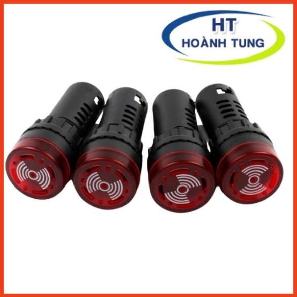 Đèn LED AD16-22SM có còi báo động phi 22mm điện áp 24VDC, 220VAC màu đỏ lắp tủ điện