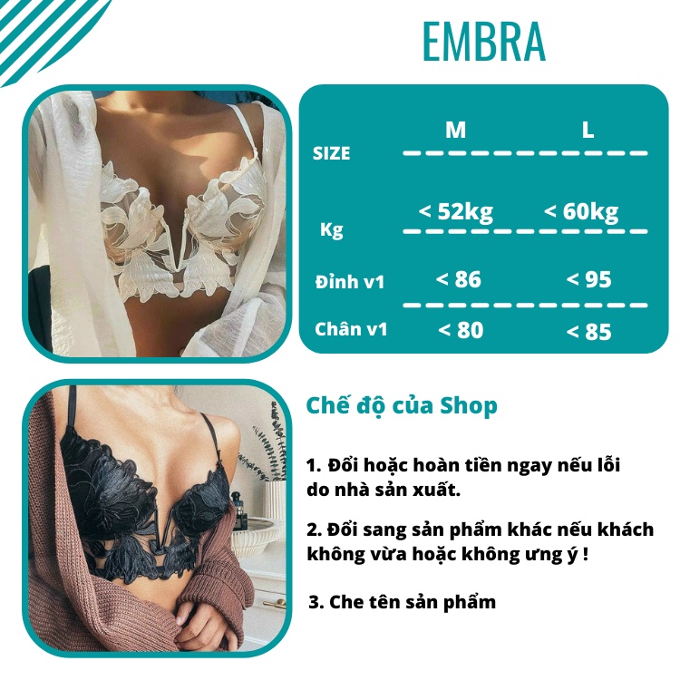 áo Bra gọng họa tiết hoa thêu new mã EBALB09