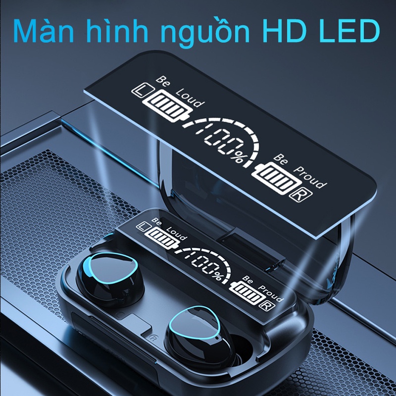 Tai nghe Bluetooth 5.1 không dây với Micrô LED hiển thị Âm nhạc Tai nghe âm thanh nổi HIFI Thể thao chống nước M10