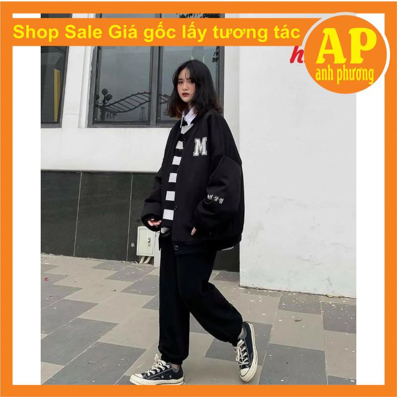 [ Mã FAMAYWA2 giảm 10K đơn 50K] Áo khoác cadigan bomber jacket nỉ chữ M form thụng unisex giá rẻ