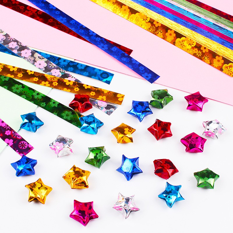 Bộ 50 Giấy Gấp Sao Nhiều Màu - In màu, origami star