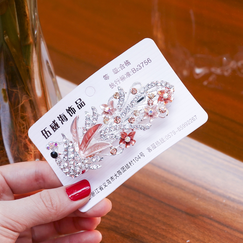 Kẹp tóc hình bông hoa đính đá thời trang dành cho nữ