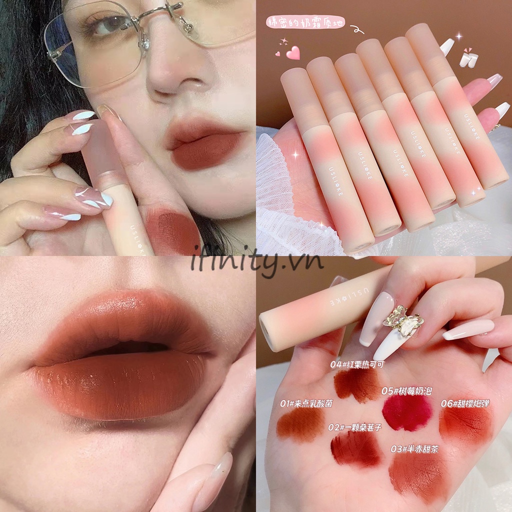 [Hàng mới về] Son kem lì USLIKE dưỡng ẩm mềm môi lâu trôi chất nhung lì mềm mịn chống thấm nước