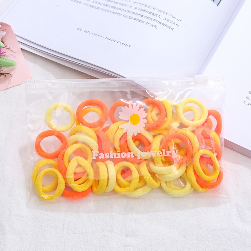 Set 50 Dây Buộc Tóc Co Giãn Nhiều Màu Sắc Phong Cách Hàn Quốc Cho Bé