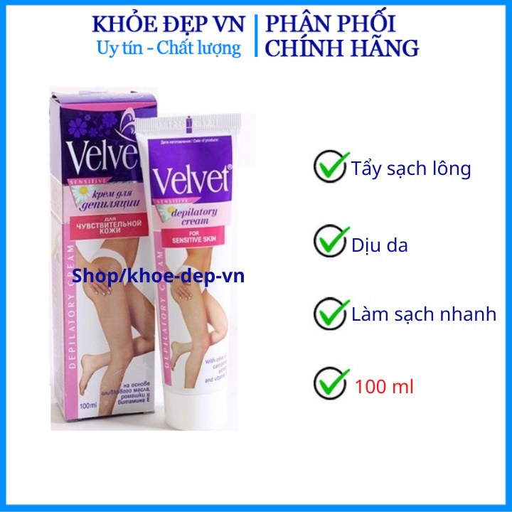 Kem tẩy lông Velvet chuẩn Nga - tẩy lông dễ dàng - phù hợp với mọi loại da - Tuýp 100ml | BigBuy360 - bigbuy360.vn