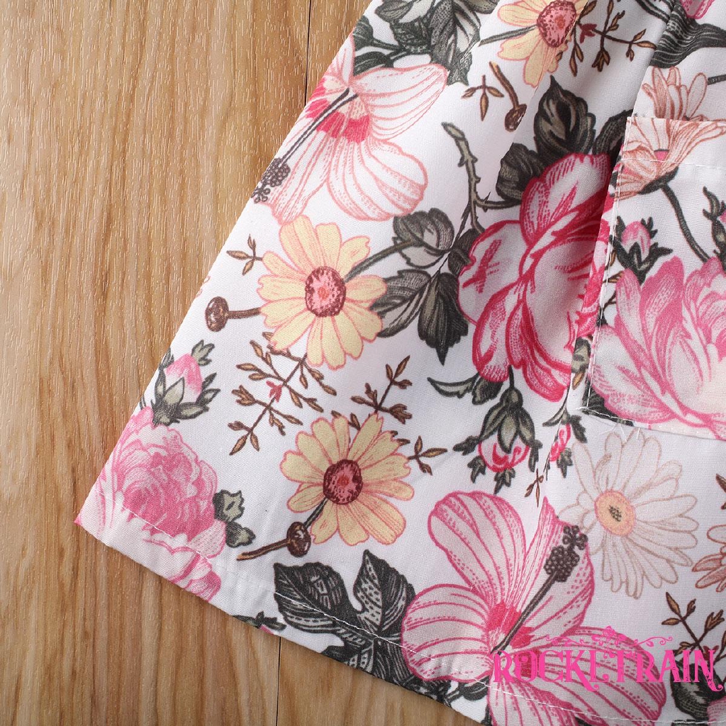 Đầm Xòe Họa Tiết Hoa Phong Cách Công Chúa Cho Bé Gái