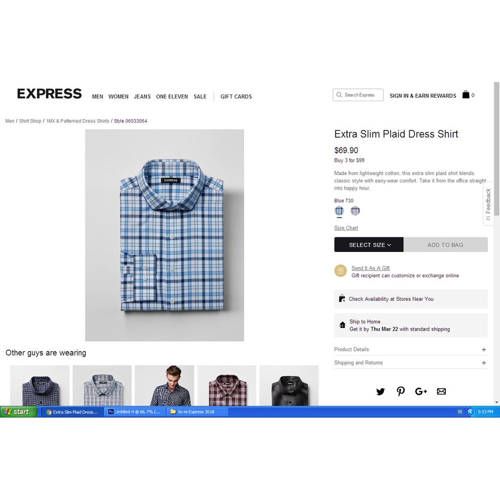 Sơ mi nam Express xuất xịn, có bigsize