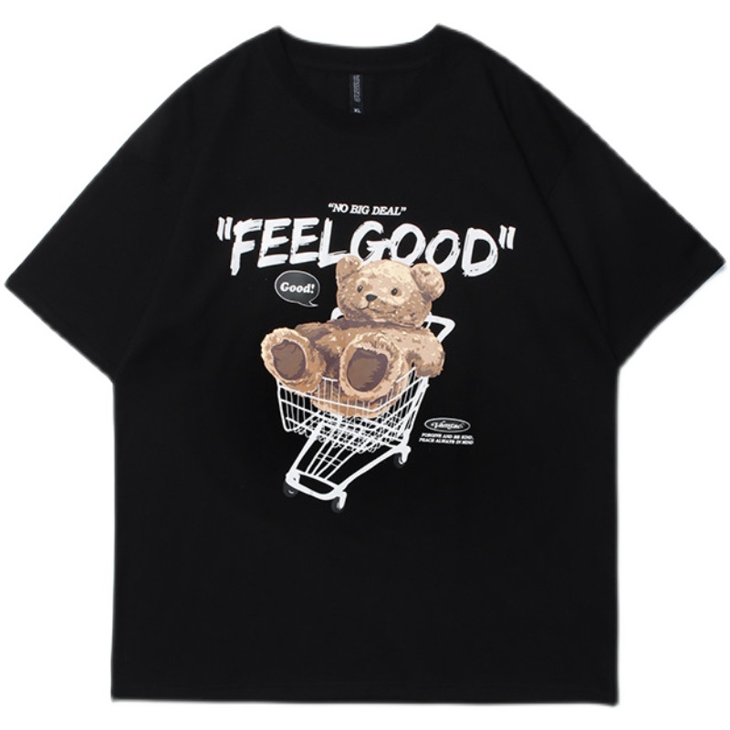 Áo Thun Tay Ngắn Cổ Tròn Dáng Rộng Họa Tiết Động Vật Đáng Yêu Cho Nữ