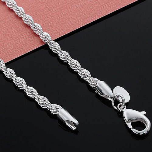 Dây Chuyền Charm Thời Trạng Loại Dây Bạc 925 Xoắn Dành Cho Cả Nam Và Nữ UnisexSilver