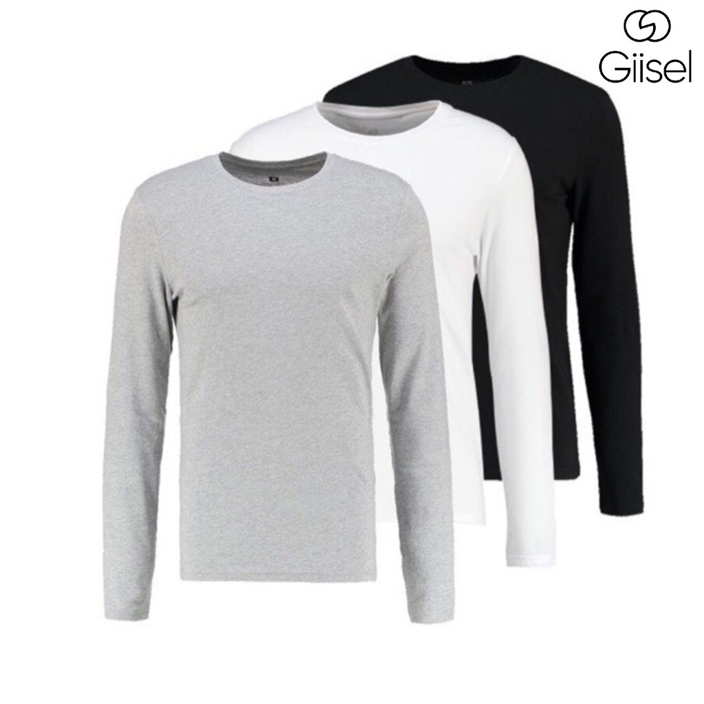 [video + Ảnh thật]  Áo thun dài tay cổ tròn thu đông nam - chất liệu cotton co giãn 4 chiều - thương hiệu Giisel | BigBuy360 - bigbuy360.vn