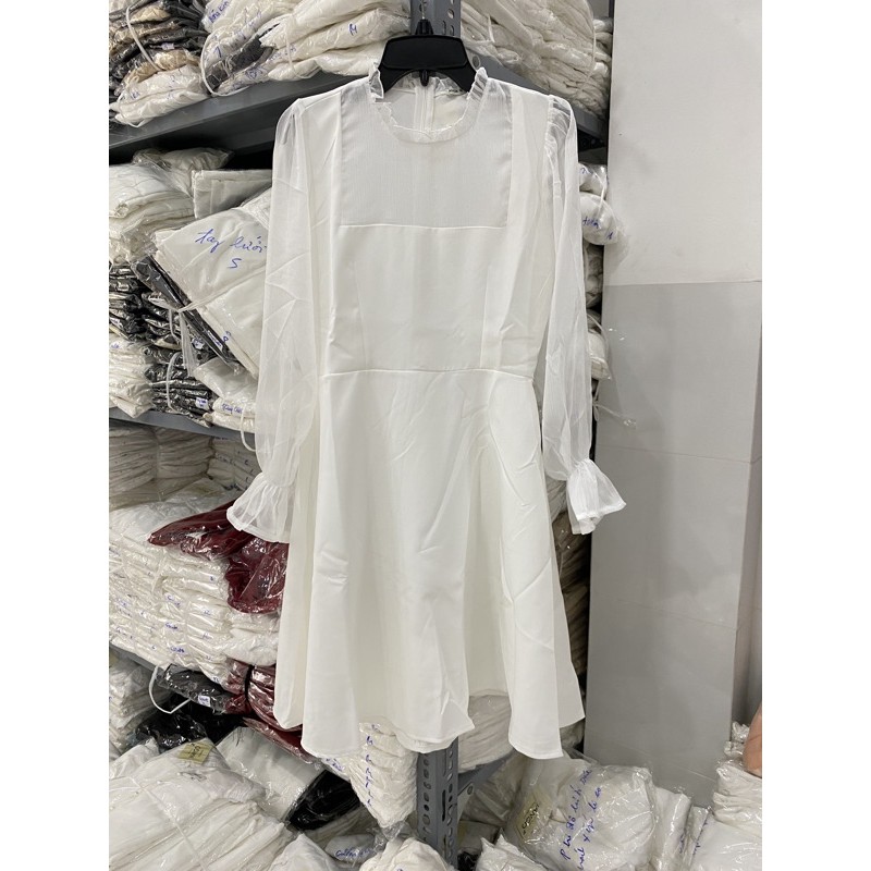 |Đầm Tết đẹp| Đầm thiết kế, Đầm nữ trắng voan xòe dạo phố hay dự tiệc cưới cực dễ thương Fashion District Shop