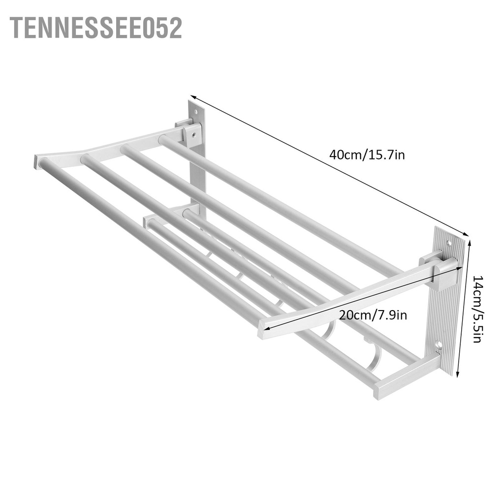 [Hàng HOT] Giá treo khăn nhà tắm - Kệ Để Đồ Dùng nhà tắm bằng nhôm 40cm Đa Năng có thể gập lại với 5 móc【Tennessee052】