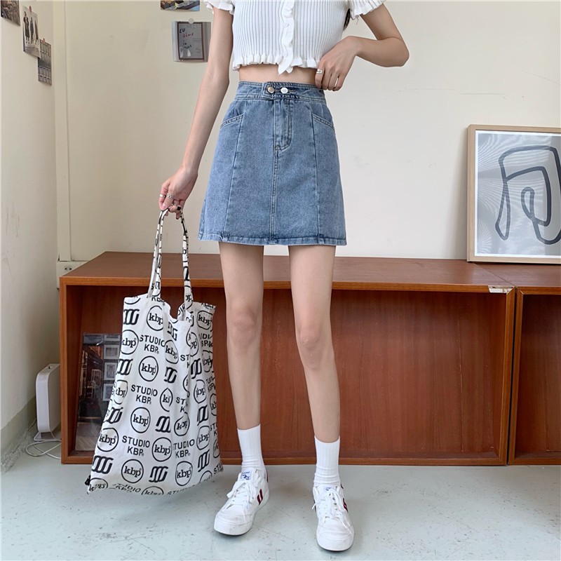 chân váy jean Chữ A Với Thiết Kế Lưng Cao Xinh Xắn Dành Cho Nữ | BigBuy360 - bigbuy360.vn