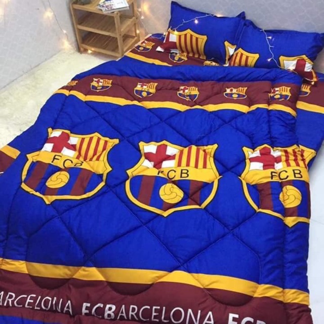 Set phao cotton poly 5 món câu lạc bộ bóng đá - Barca xanh