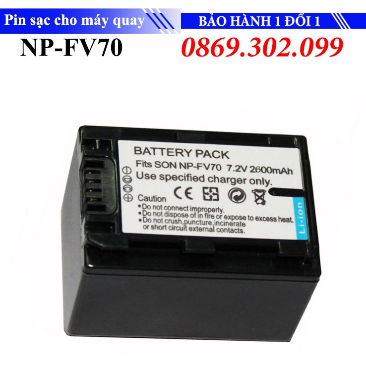 Pin sạc cho máy quay Lithium ion NP-FV70 dùng cho chuyến du lịch, khi chụp ảnh / quay phim thời gian dài