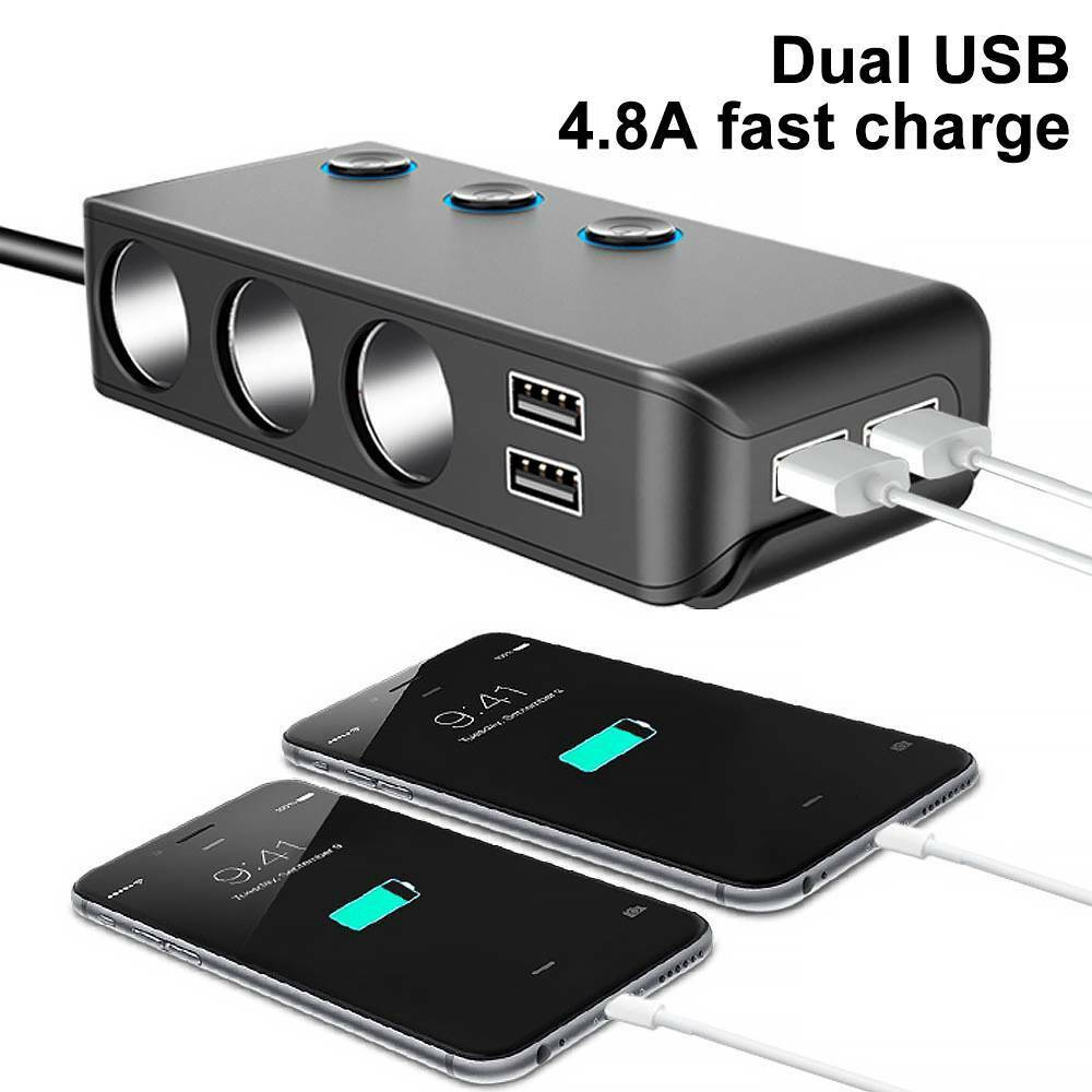 Bộ Chia Tẩu Sạc 4 Cổng USB DC 12 Sang 24V Có Đèn LED Chỉ Báo Cho Xe Hơi