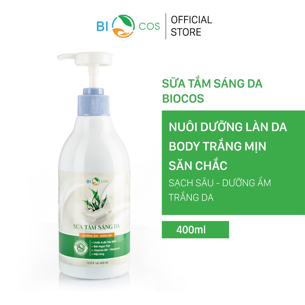 Sữa Tắm Sáng Da BIOCOS - Tinh Chất Thảo Mộc Dưỡng Ẩm Sáng Da 400ml