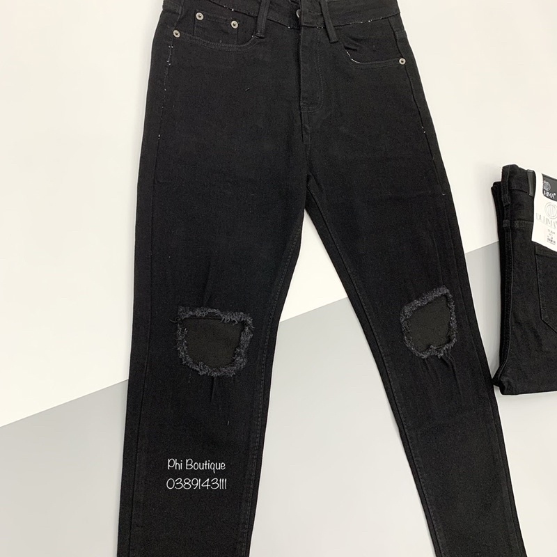 Quần Jean Bò Nam Rách Thủng Gối Phá Cách Dáng Slim Fit QJ92P