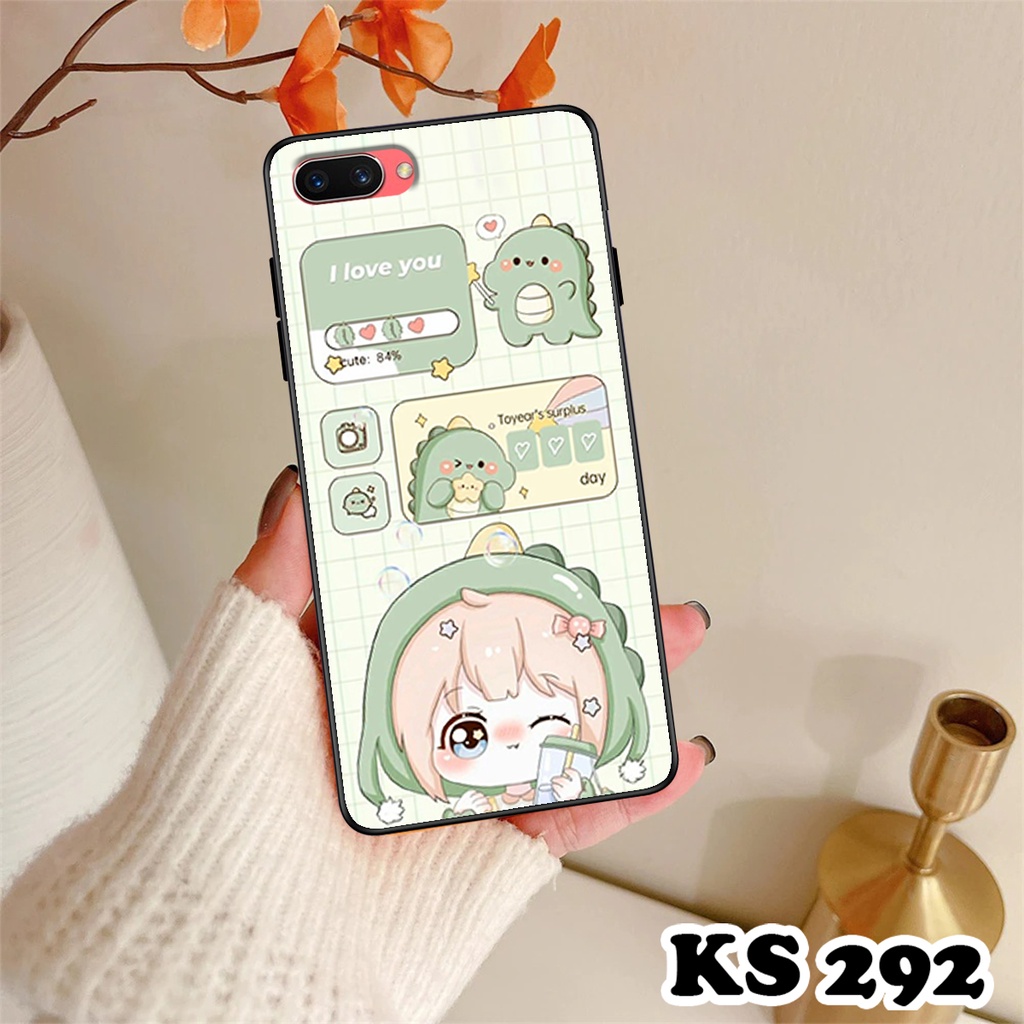Ốp lưng Oppo A3s - Realme C2 - Ốp Oppo in hình khủng long DinoCute - Lưng nhám viền TPU