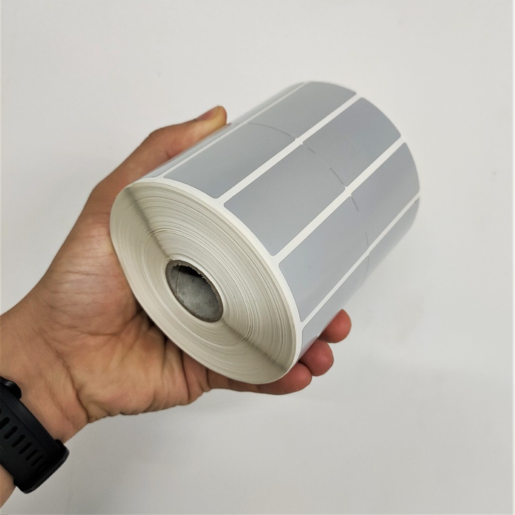 Tem xi bạc, Decal bạc 50x25mm cuộn Cuộn 1.900 dài 50m 2 tem 1 hàng