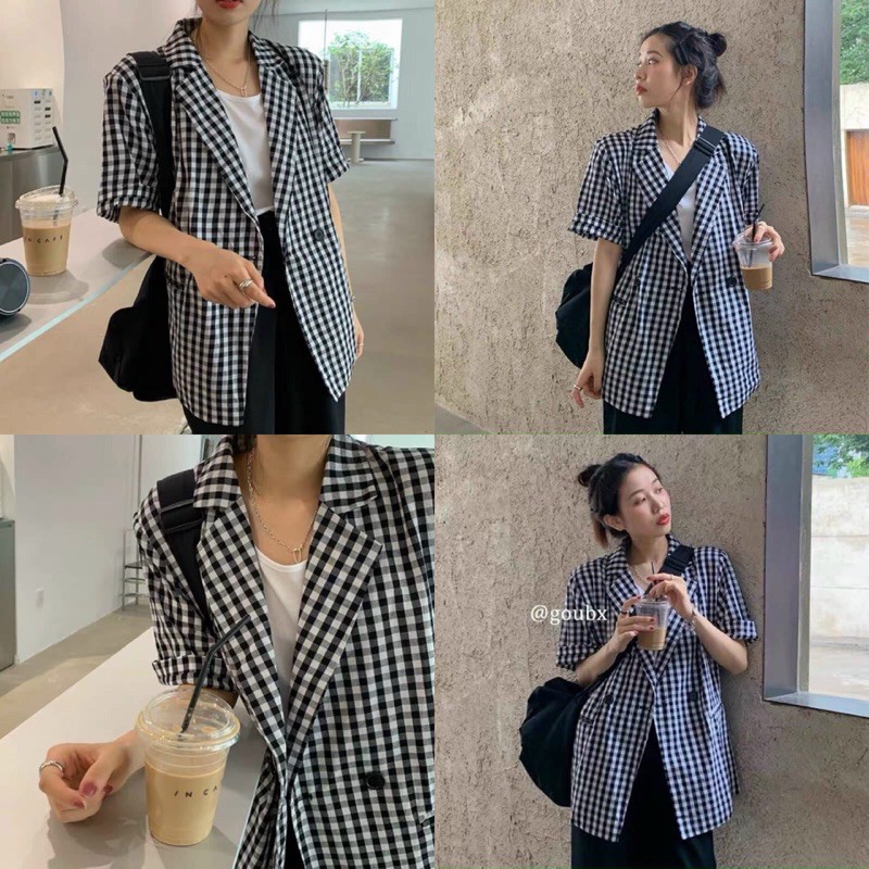 Áo Khoác nữ ULLAZANG BLAZER tay ngắn trẻ trung chất vải mịn dày dặn- Vest Nữ Khoác Ngoài 4 Cúc Mặc Đi Chơi | BigBuy360 - bigbuy360.vn