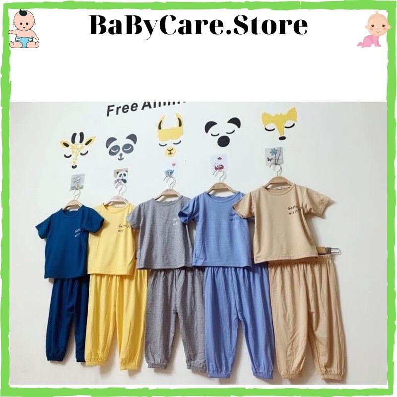 Bộ cộc tay cho bé trai bé gái, bộ cộc tay thun lạnh Hàng Minky Mom (Áo Cộc Quần Dài) Cho Bé- (8-18kg) (DT7)