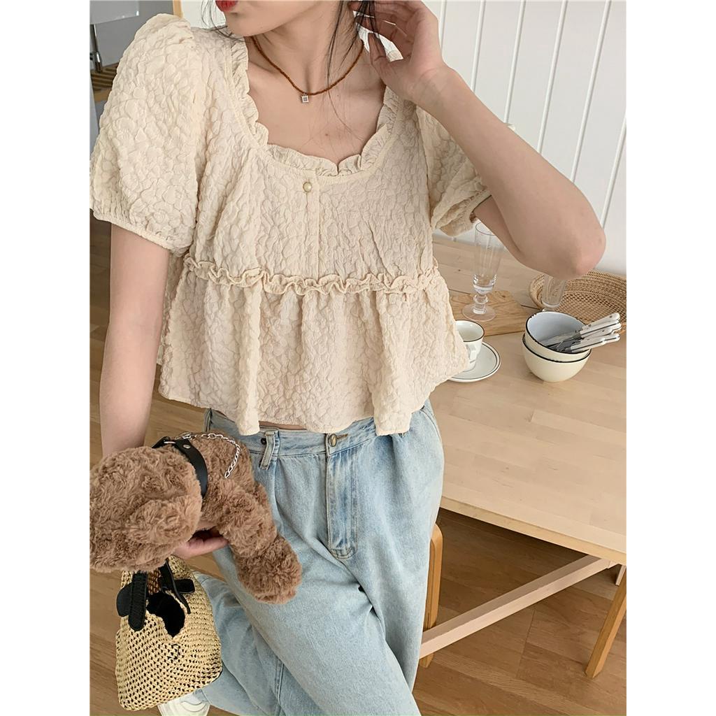 Áo Sơ Mi Vải Jacquard Ngắn Tay Thời Trang Sành Điệu 63064