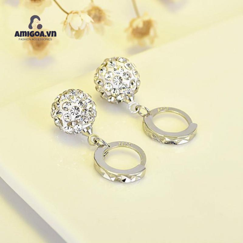 Bông Tai Mạ Bạc Đính Đá Phong Cách Công Chúa