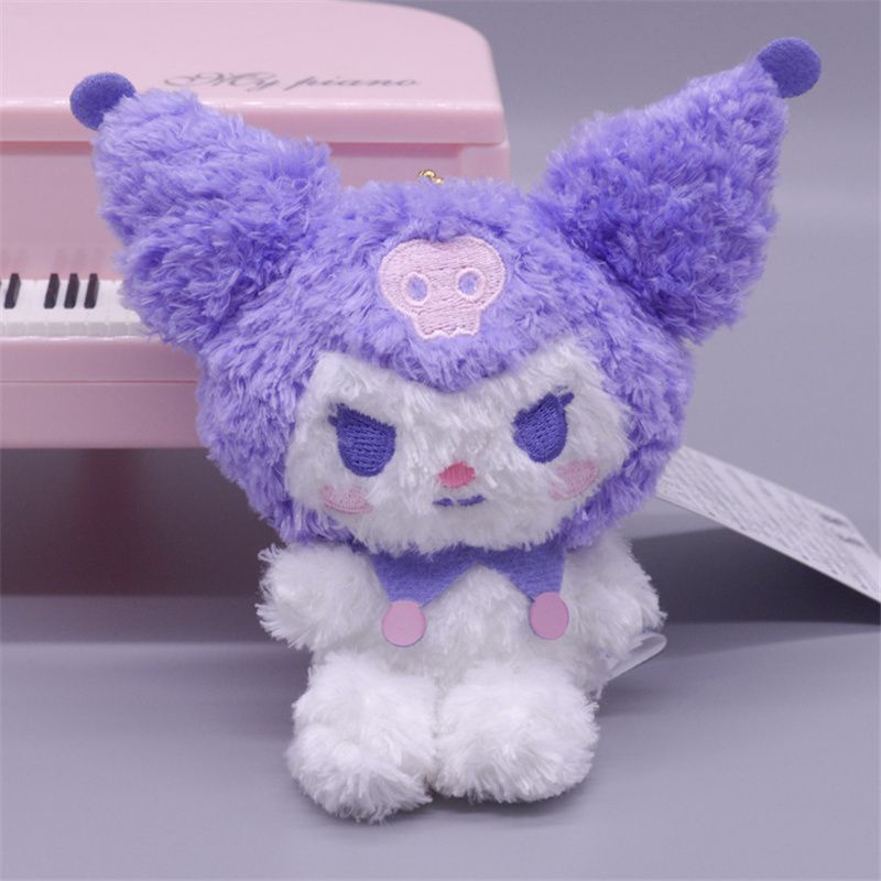 Anime Kuromi Plush Keychain Sanrio Melody Cinnamoroll Wishmemell Pochacco Hello Kitty Stuffed Toys Pendant Keyring Plush Toy Gift