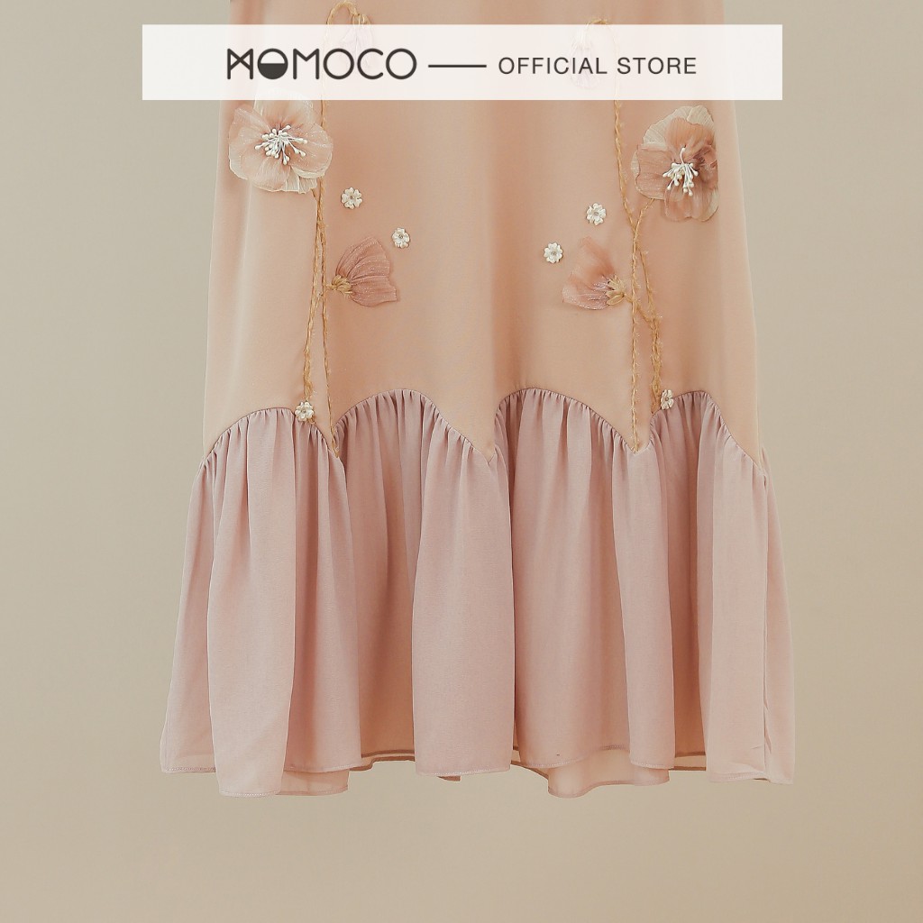 Đầm Thiết Kế Nữ Cổ Tròn MOMOCO Tay Pha Vải Trong Chất Tuýt Si Mềm Nhẹ M2789