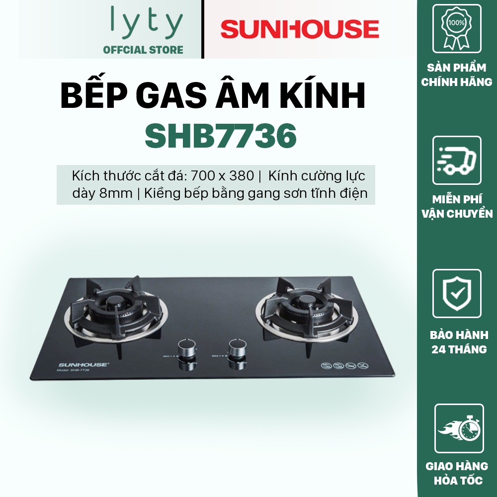 Bếp gas âm kính Sunhouse SHB7736 -