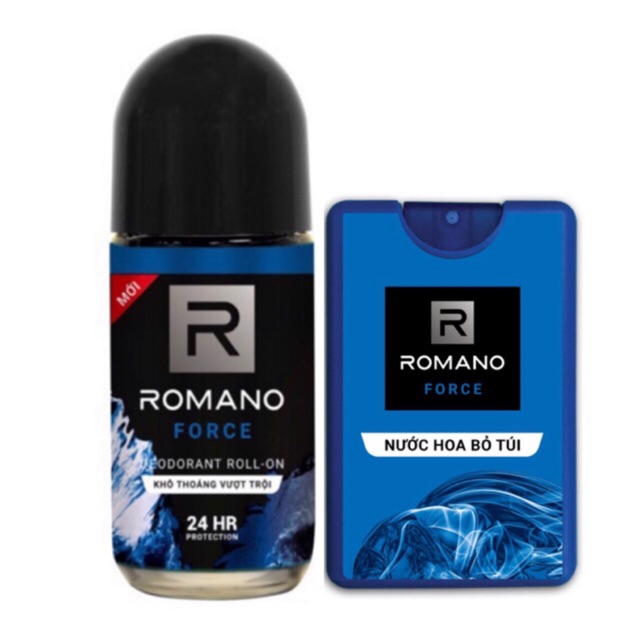 Combo Nước hoa bỏ túi Romano Force 18ml Và lăn khử mùi Romano Force 50ml