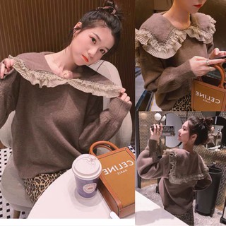 Áo len pha ren cổ bèo QC
