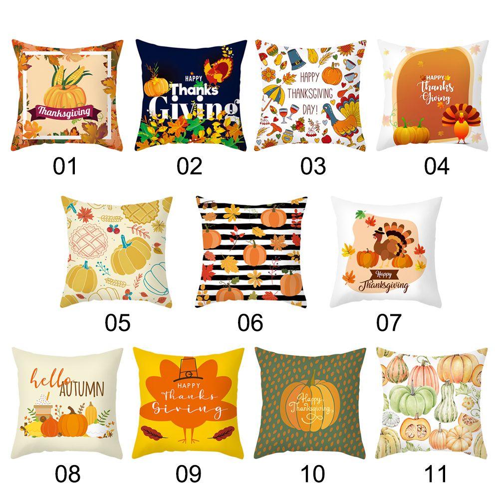 FOREVER 18x18 Inches Home Decor Pillow Covers Cute Cushion Cover Throw Pillow Case Fall Pumpkin Turkey Square Sofa Couch Decorations Decorative Supplies Autumn/Harvest/Thanksgiving