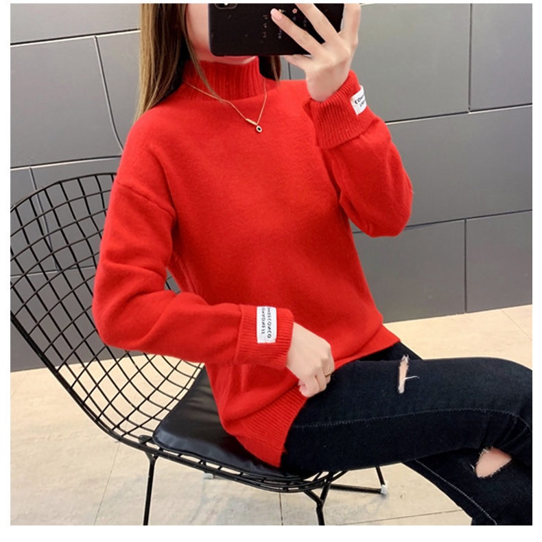 Áo len SUXI dài tay cổ cao dáng rộng thiết kế mới thời trang mùa thu dành cho nữ