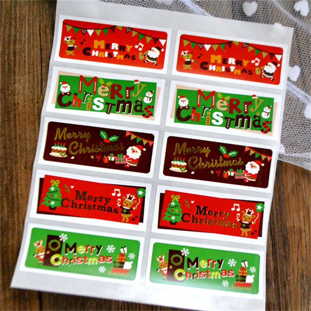 Set 100 Nhãn Dán Giấy Kraft Trang Trí Giáng Sinh