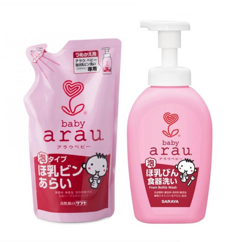 Nước rửa bình sữa Arau Baby 450ml/ 500ml  cho bé, dung dịch rửa bình sữa Nhật Bản