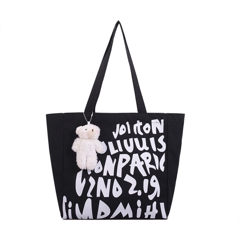 Túi Xách Canvas Cỡ Lớn In Chữ Thời Trang Cho Nữ