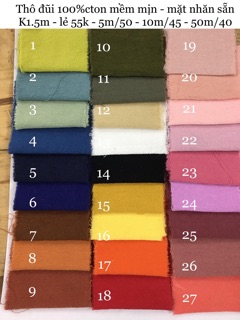 Vải Thô đũi nhăn 100%cotton – ko co giãn