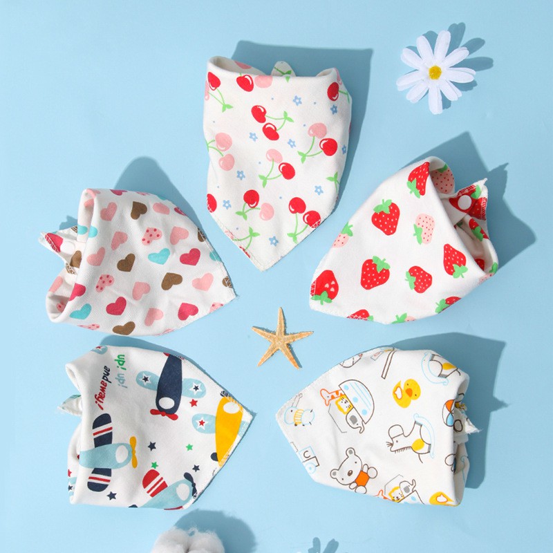 Yếm Trẻ Em 100% Cotton 2 Mặt Hình Tam Giác Hoạt Hình Dễ Thương