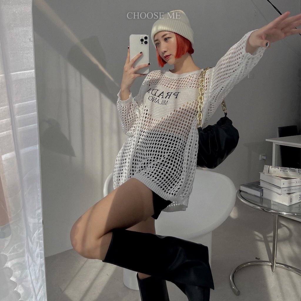 Áo Len Lưới 2 Màu Sành Điệu, Áo Len Dài Tay Nữ Mặc Mùa Thu Đông - Choose Me KLP | BigBuy360 - bigbuy360.vn
