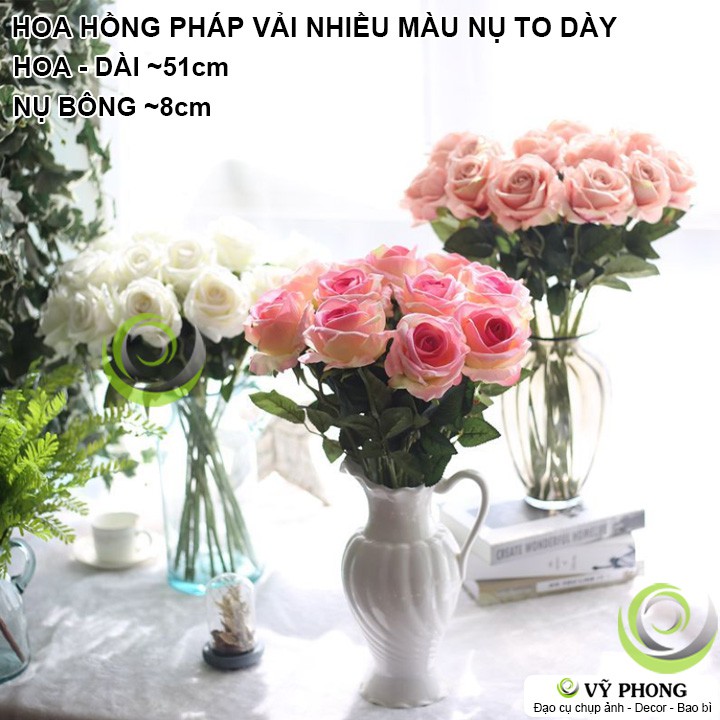 HOA HỒNG VẢI PHÁP NHIỀU MÀU LIVING ART NORDIC BẮC ÂU TRANG TRÍ CHỤP HÌNH ĐẠO CỤ CHỤP ẢNH SẢN PHẨM INS HOA-02~03k