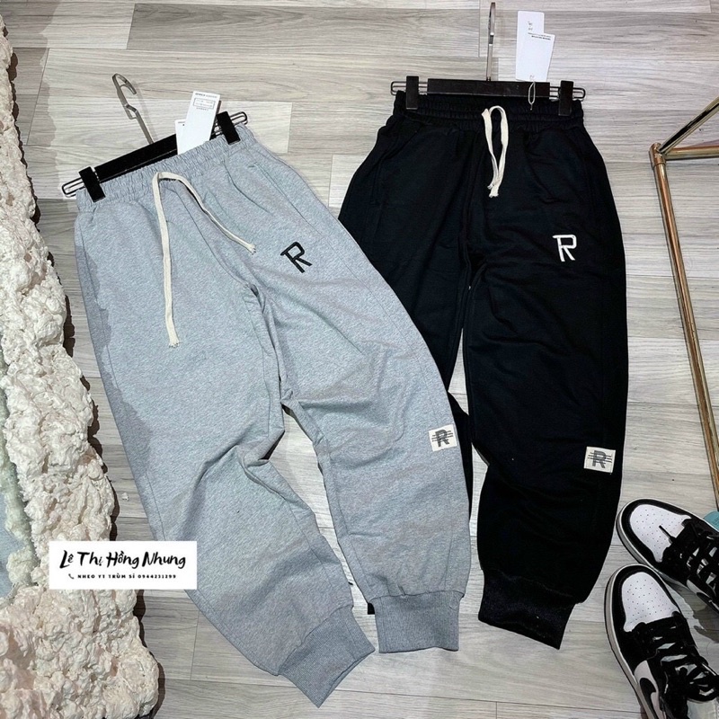 [Freeship]quần nỉ nữ thêu chữ , dán mác dáng jogger chuẩn hàg đẹp chất nỉ da cá