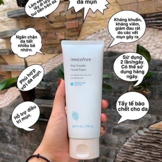Sữa rửa mặt  INNISFREE BIJA TROUBLE FACIAL FOAM